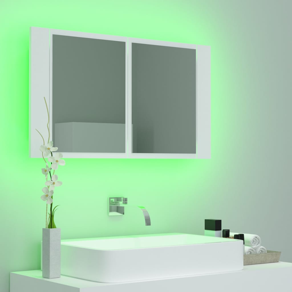 Badkamerkast met spiegel en LED 80x12x45 cm acryl wit is nu te koop bij PeponiXL, paradijselijk wonen!