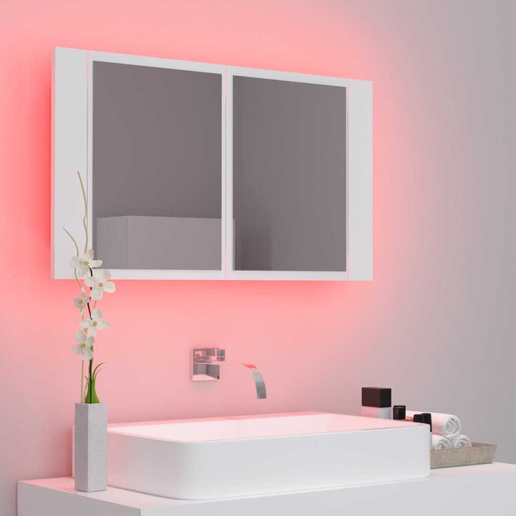 Badkamerkast met spiegel en LED 80x12x45 cm acryl wit is nu te koop bij PeponiXL, paradijselijk wonen!