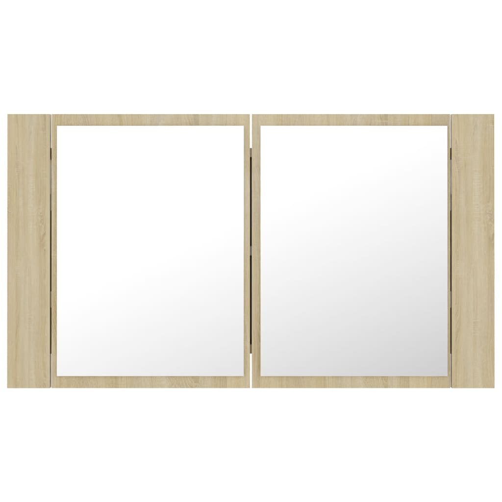 Badkamerkast met spiegel LED 80x12x45 acryl sonoma eikenkleurig is nu te koop bij PeponiXL, paradijselijk wonen!