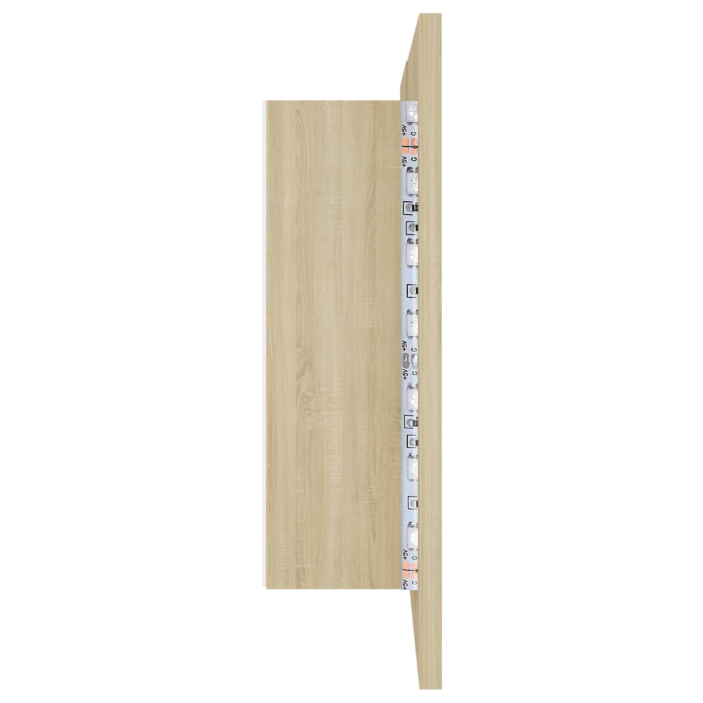 Badkamerkast met spiegel LED 80x12x45 acryl sonoma eikenkleurig is nu te koop bij PeponiXL, paradijselijk wonen!