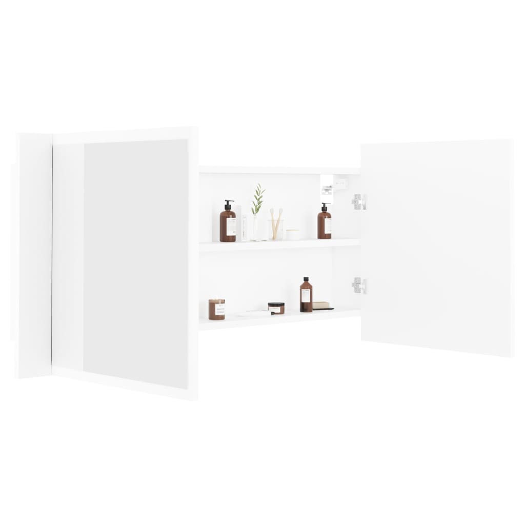 Badkamerkast met spiegel en LED 100x12x45 cm acryl wit is nu te koop bij PeponiXL, paradijselijk wonen!
