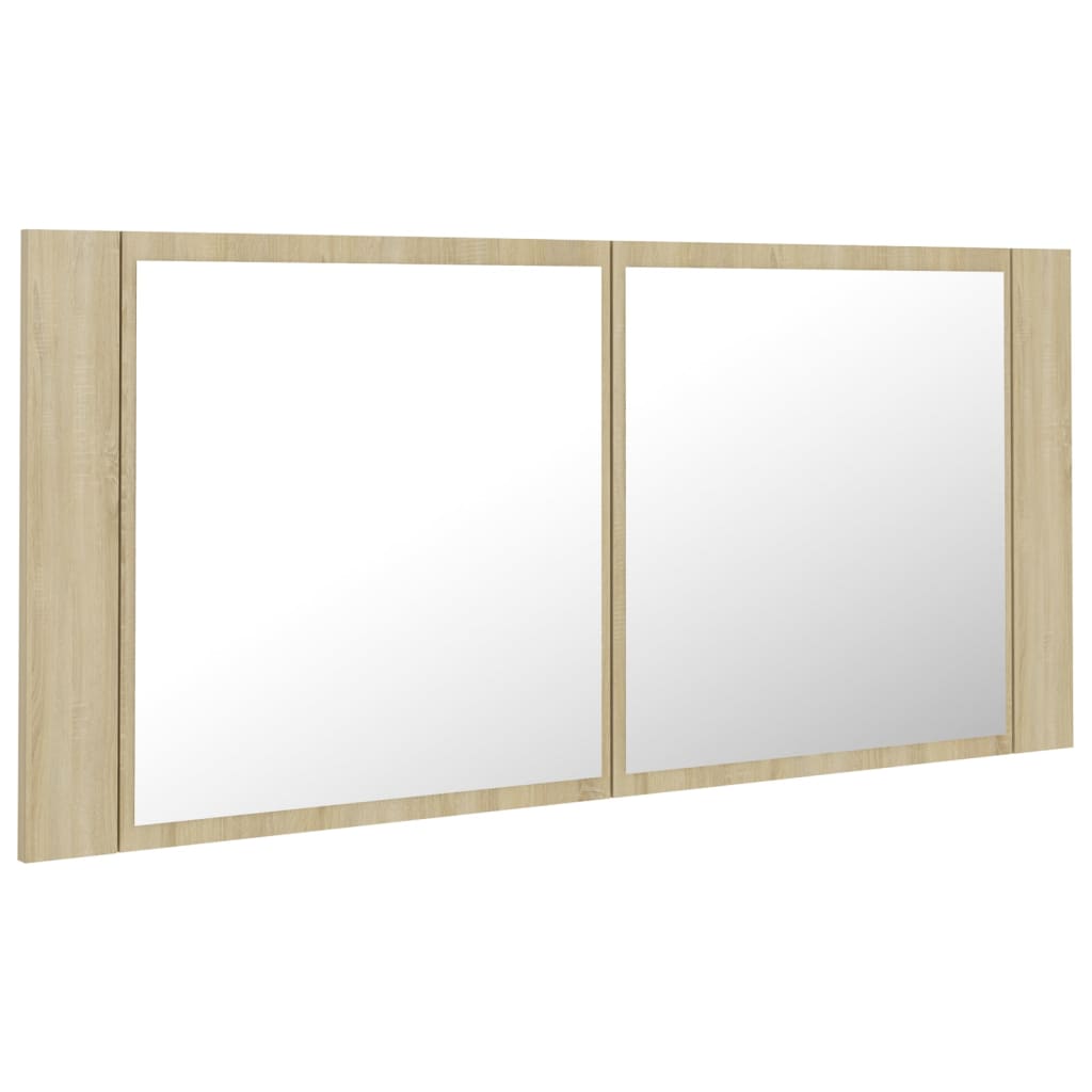 Badkamerkast met spiegel LED acryl sonoma eikenkleurig is nu te koop bij PeponiXL, paradijselijk wonen!