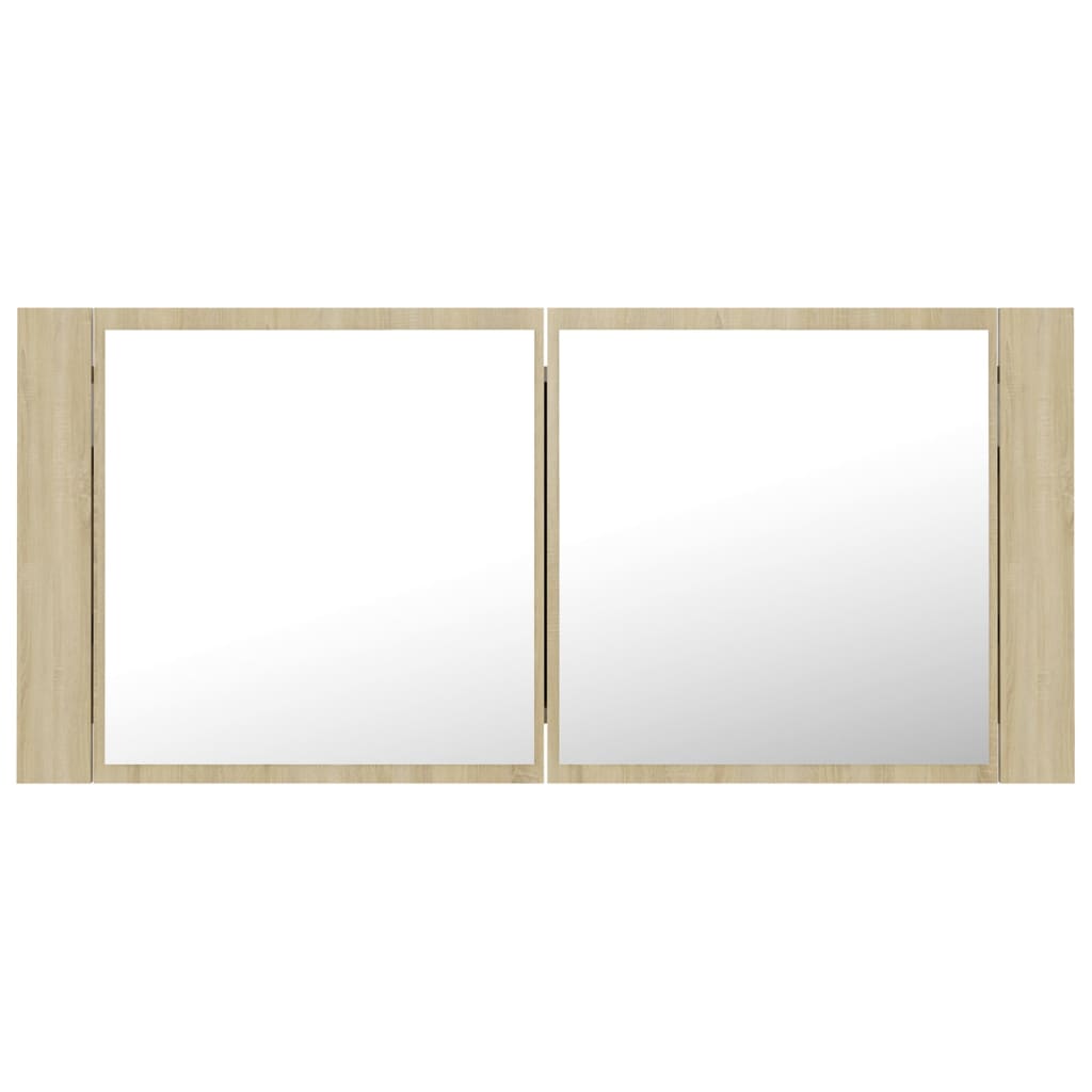 Badkamerkast met spiegel LED acryl sonoma eikenkleurig is nu te koop bij PeponiXL, paradijselijk wonen!