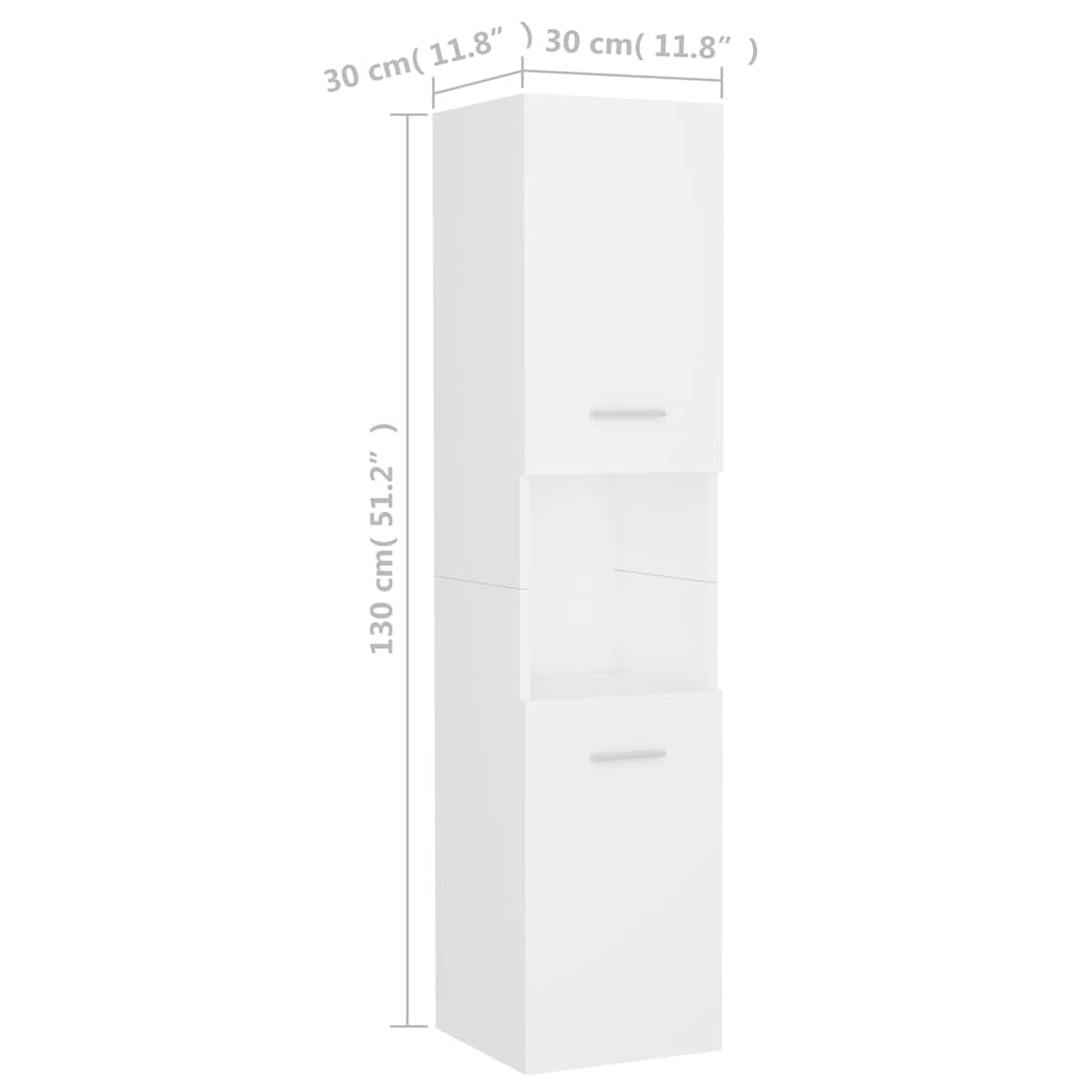 Badkamerkast 30x30x130 cm bewerkt hout wit is nu te koop bij PeponiXL, paradijselijk wonen!
