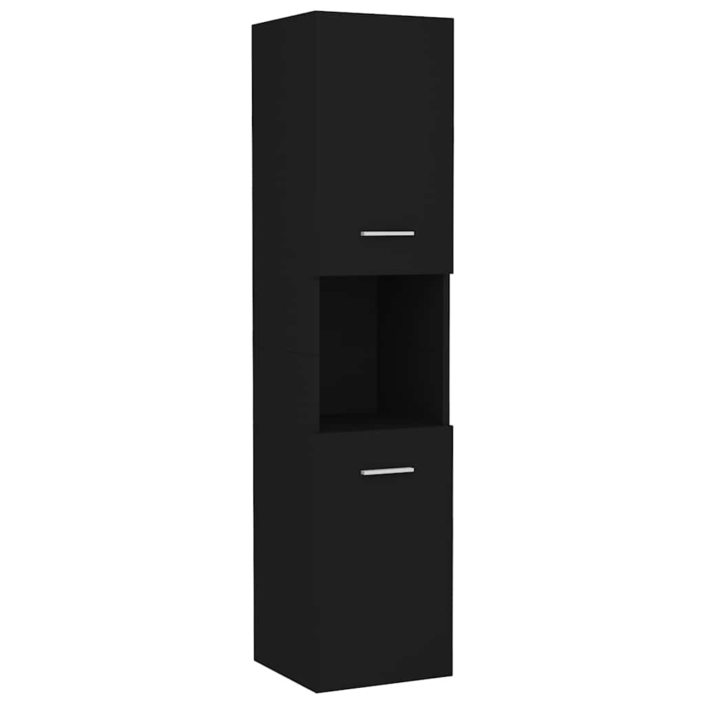 Badkamerkast 30x30x130 cm bewerkt hout zwart is nu te koop bij PeponiXL, paradijselijk wonen!