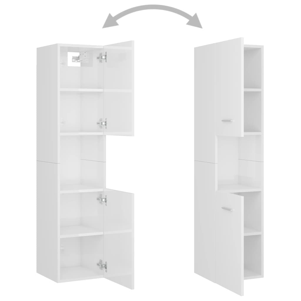 Badkamerkast 30x30x130 cm bewerkt hout hoogglans wit is nu te koop bij PeponiXL, paradijselijk wonen!