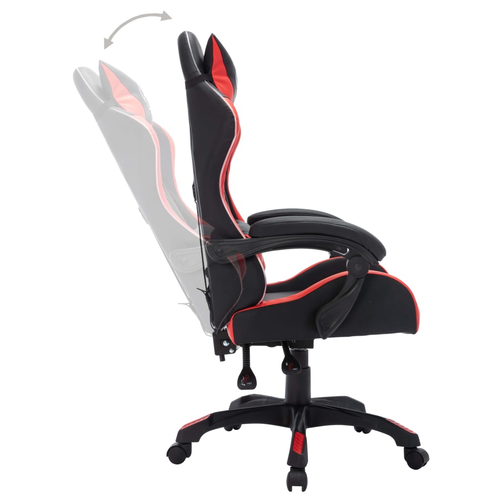 Racestoel met RGB LED-verlichting kunstleer rood en zwart is nu te koop bij PeponiXL, paradijselijk wonen!