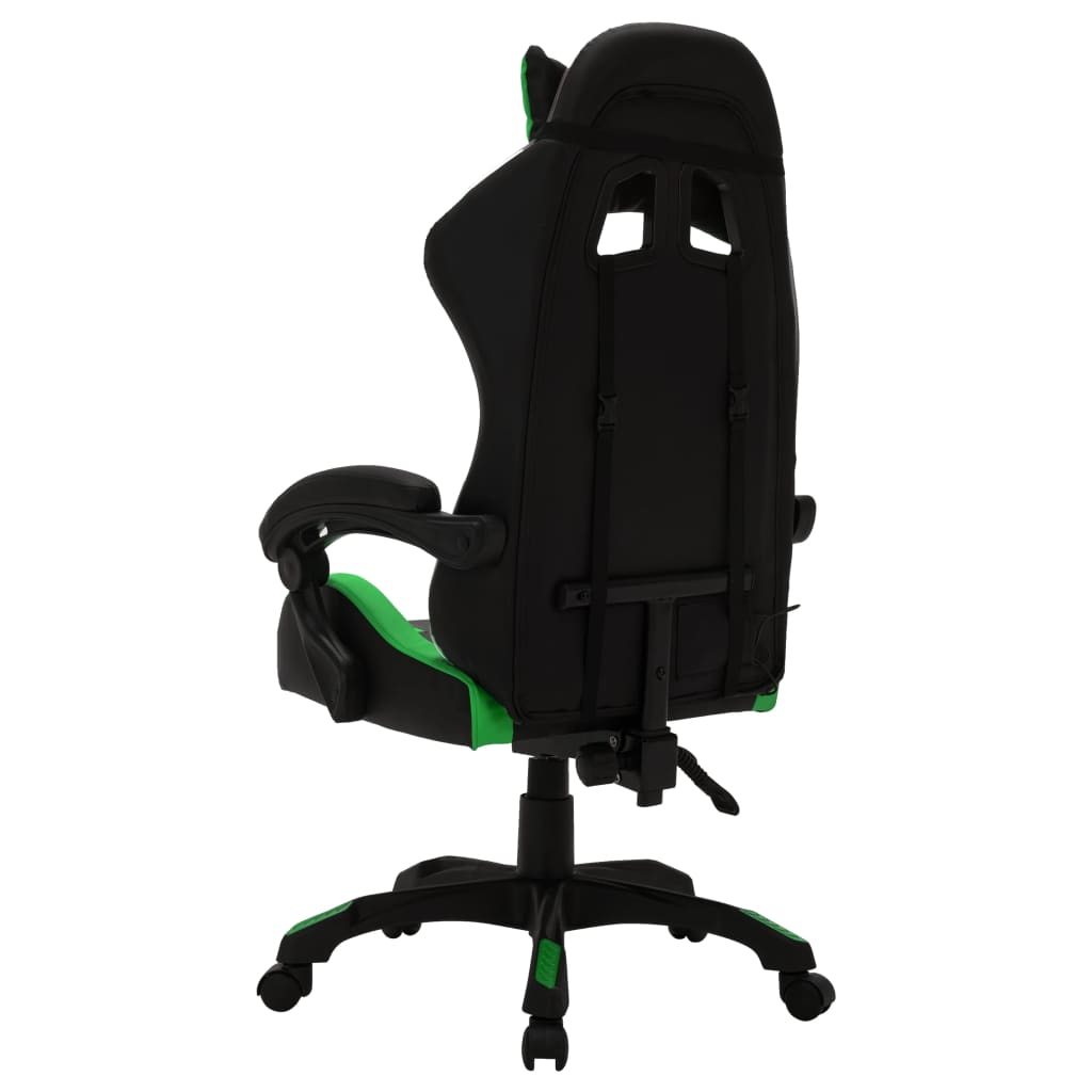 Racestoel met RGB LED-verlichting kunstleer groen en zwart is nu te koop bij PeponiXL, paradijselijk wonen!