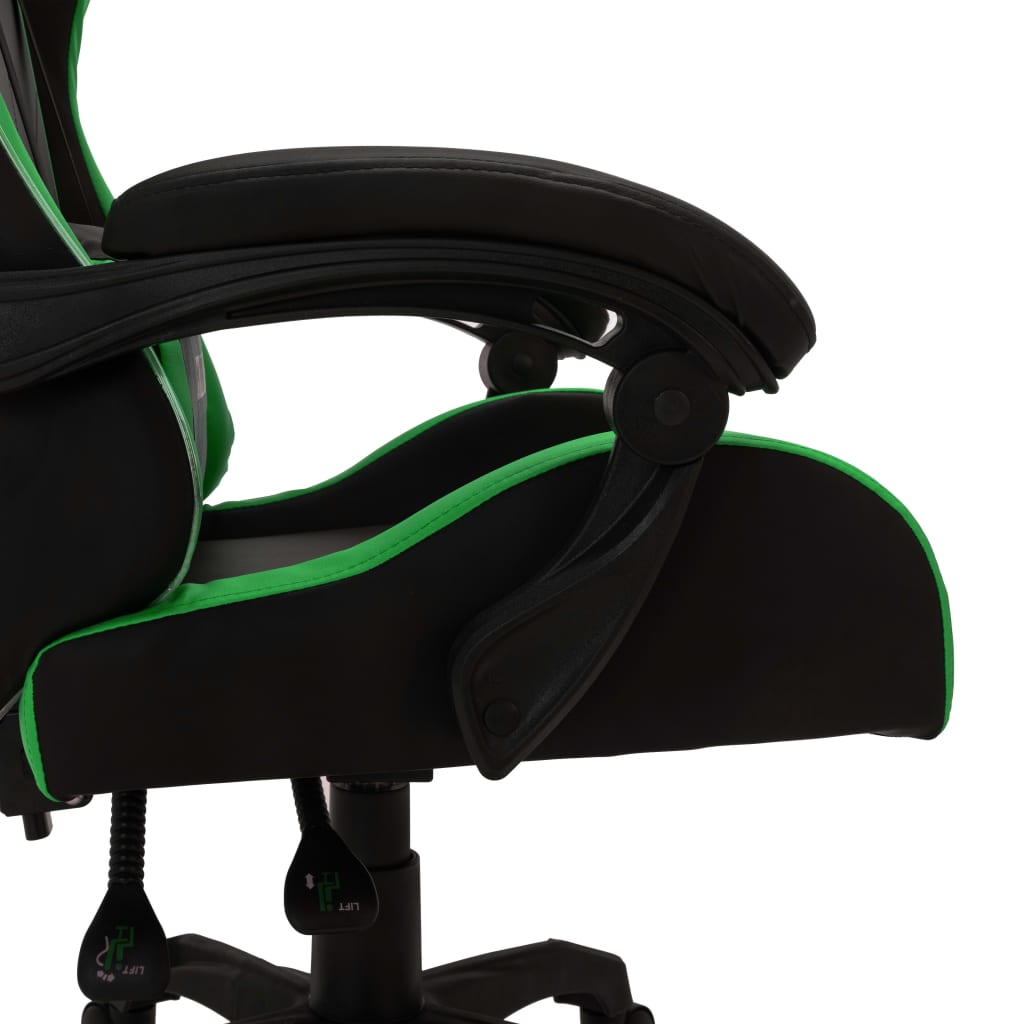 Racestoel met RGB LED-verlichting kunstleer groen en zwart is nu te koop bij PeponiXL, paradijselijk wonen!