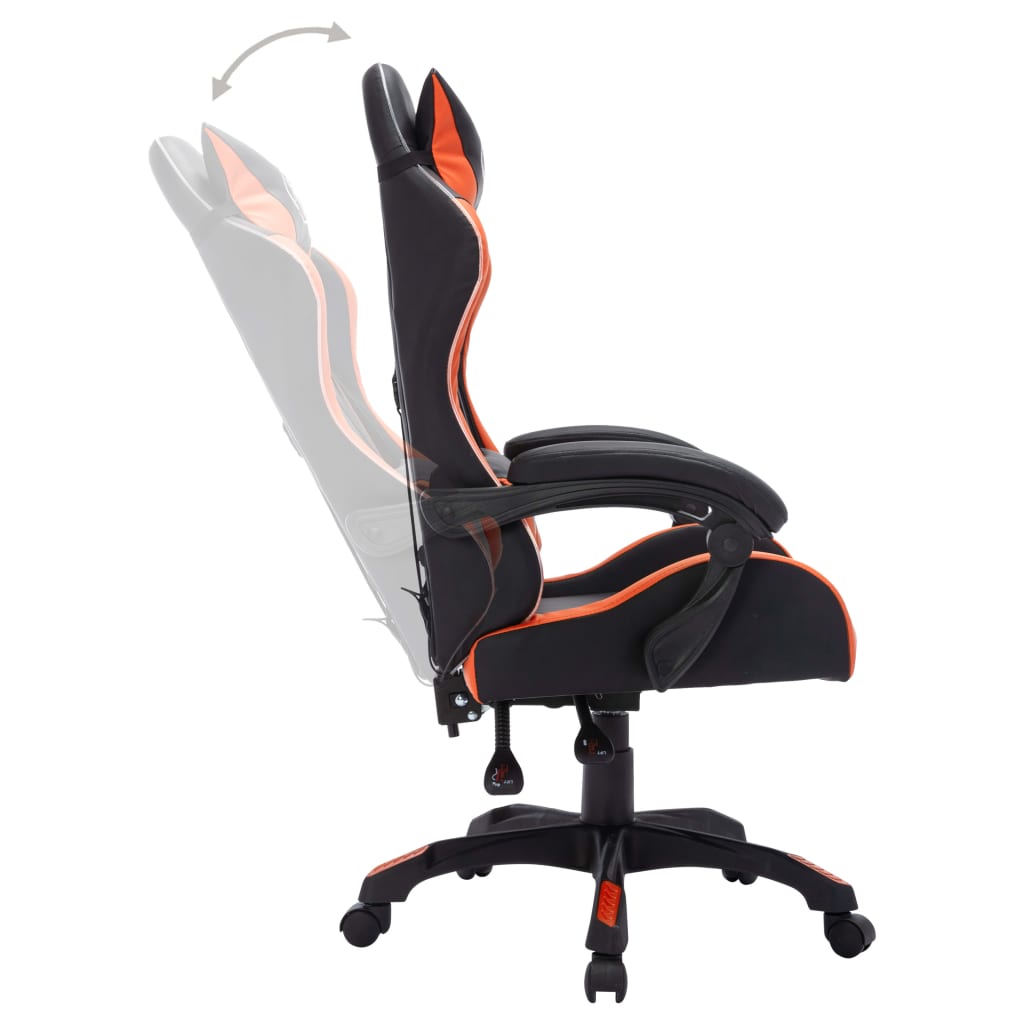 Racestoel met RGB LED-verlichting kunstleer oranje en zwart is nu te koop bij PeponiXL, paradijselijk wonen!