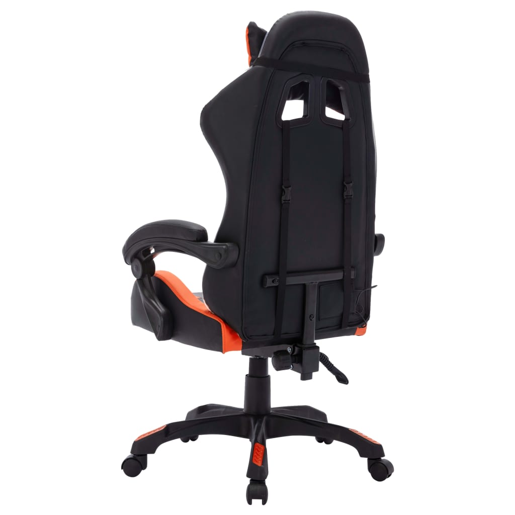 Racestoel met RGB LED-verlichting kunstleer oranje en zwart is nu te koop bij PeponiXL, paradijselijk wonen!