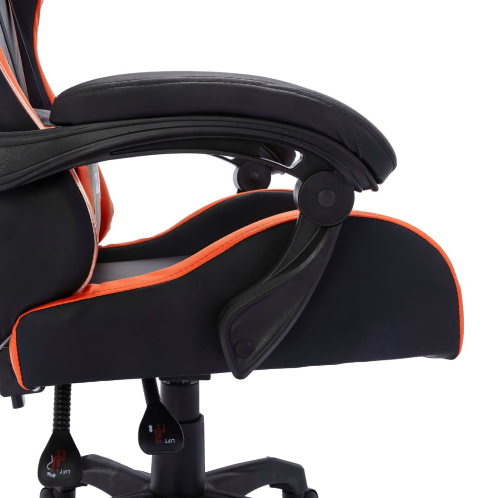 Racestoel met RGB LED-verlichting kunstleer oranje en zwart is nu te koop bij PeponiXL, paradijselijk wonen!