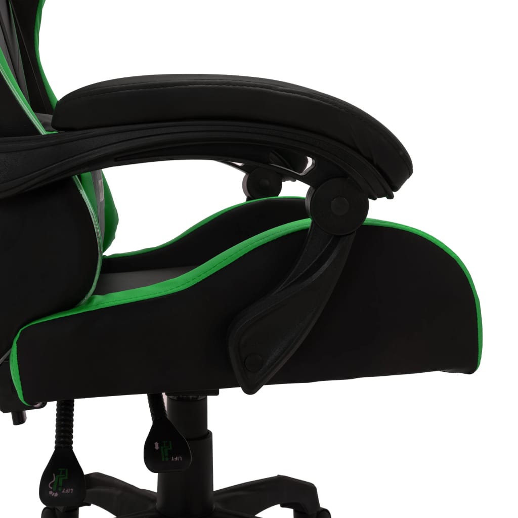 Racestoel met RGB LED-verlichting kunstleer groen en zwart is nu te koop bij PeponiXL, paradijselijk wonen!