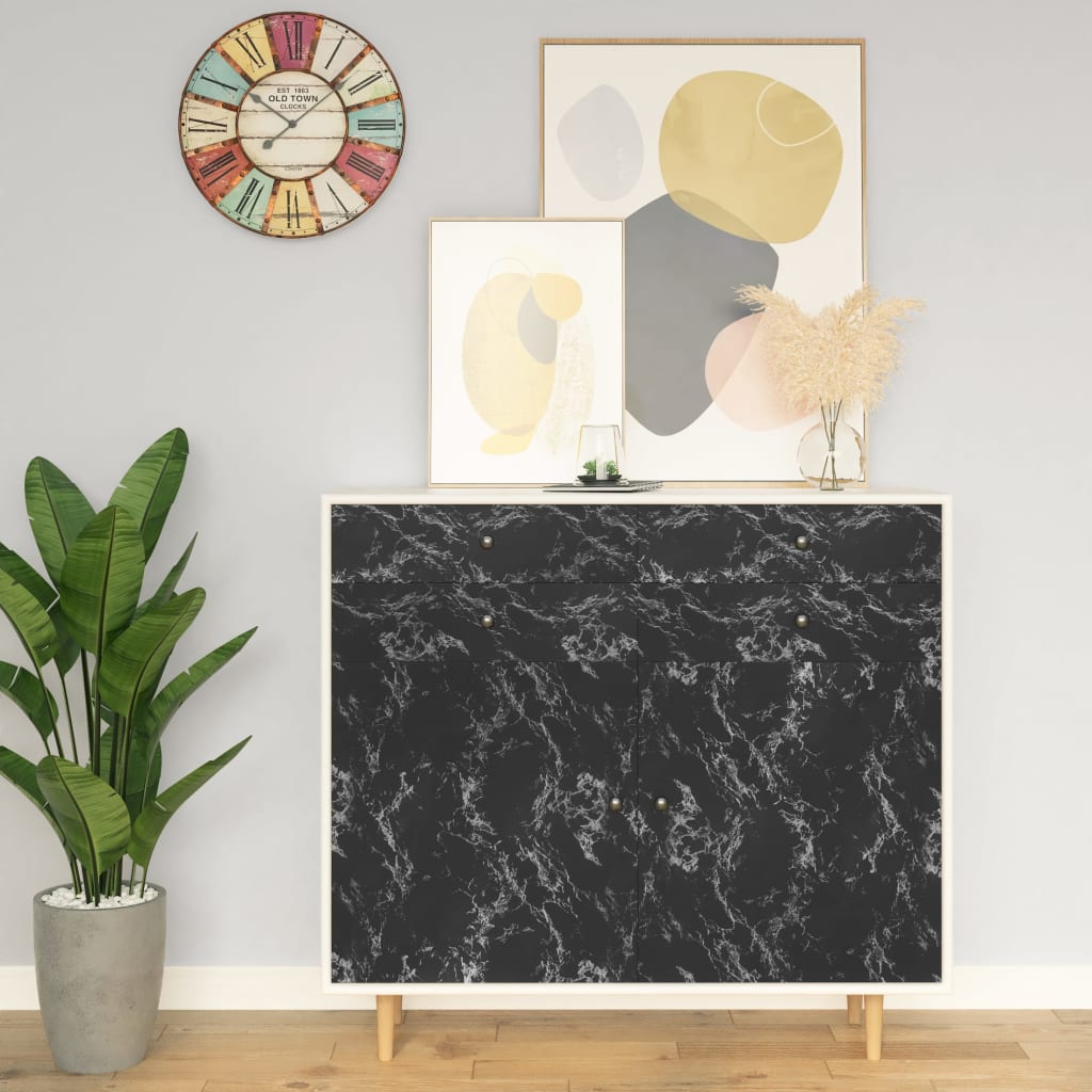 Meubelfolie zelfklevend 500x90 cm PVC steenzwart is nu te koop bij PeponiXL, paradijselijk wonen!