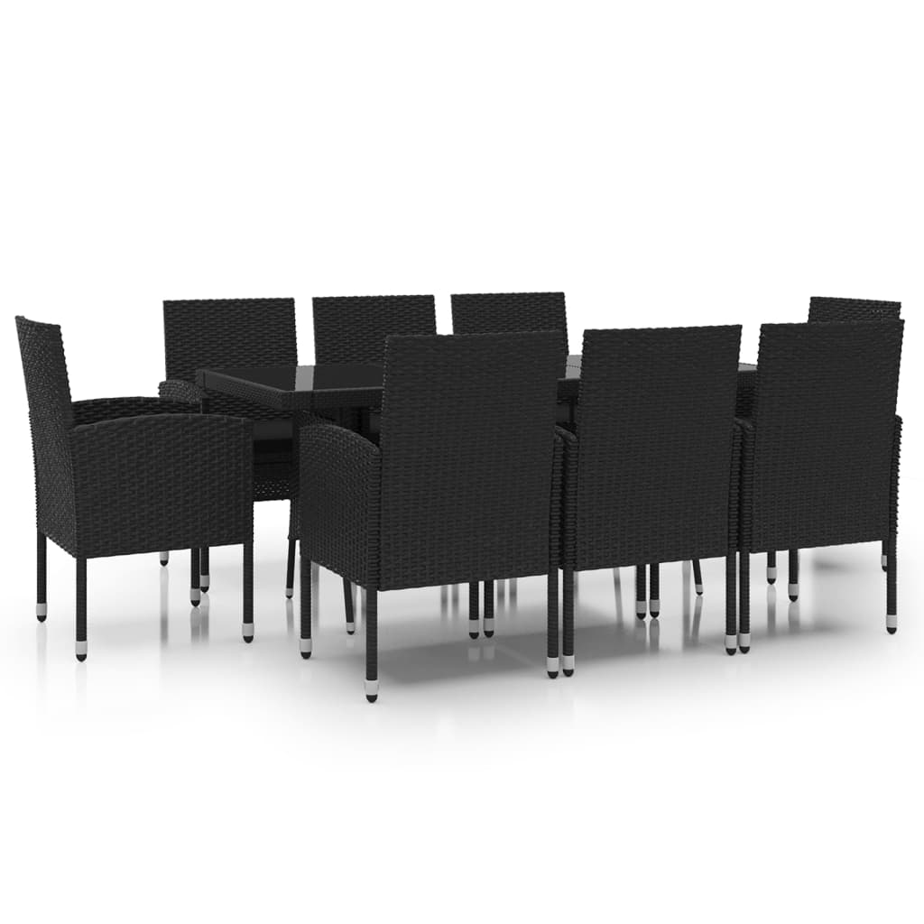 9-delige Tuinset poly rattan zwart is nu te koop bij PeponiXL, paradijselijk wonen!