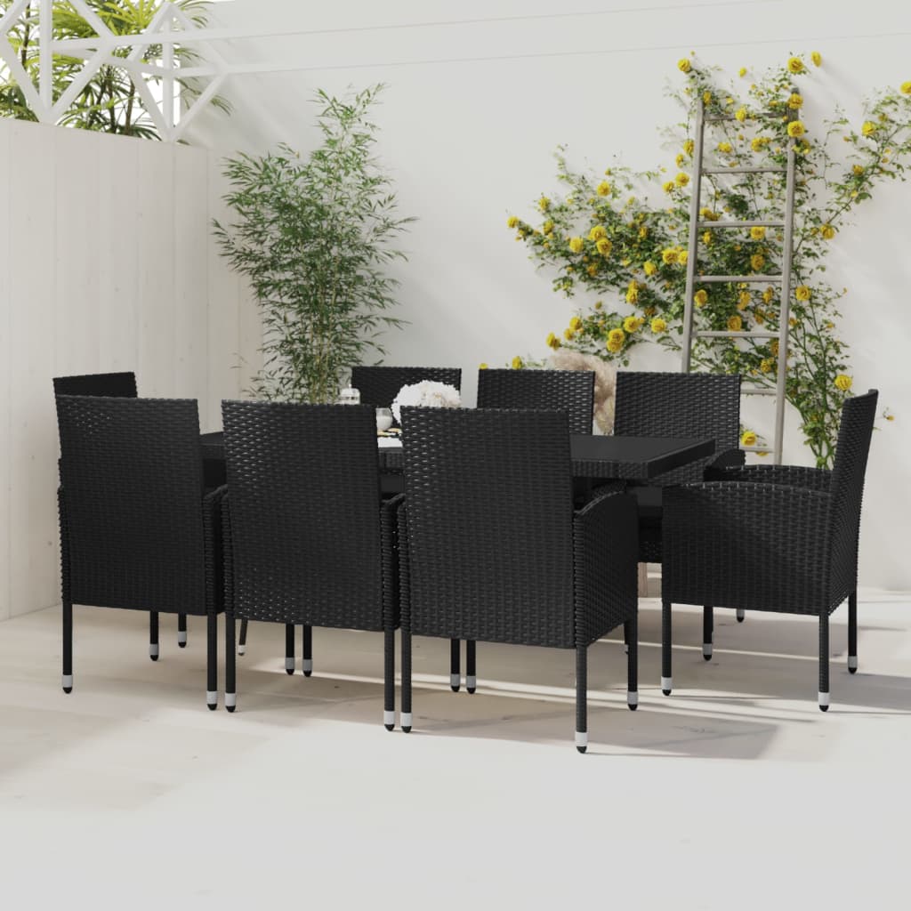 9-delige Tuinset poly rattan zwart is nu te koop bij PeponiXL, paradijselijk wonen!