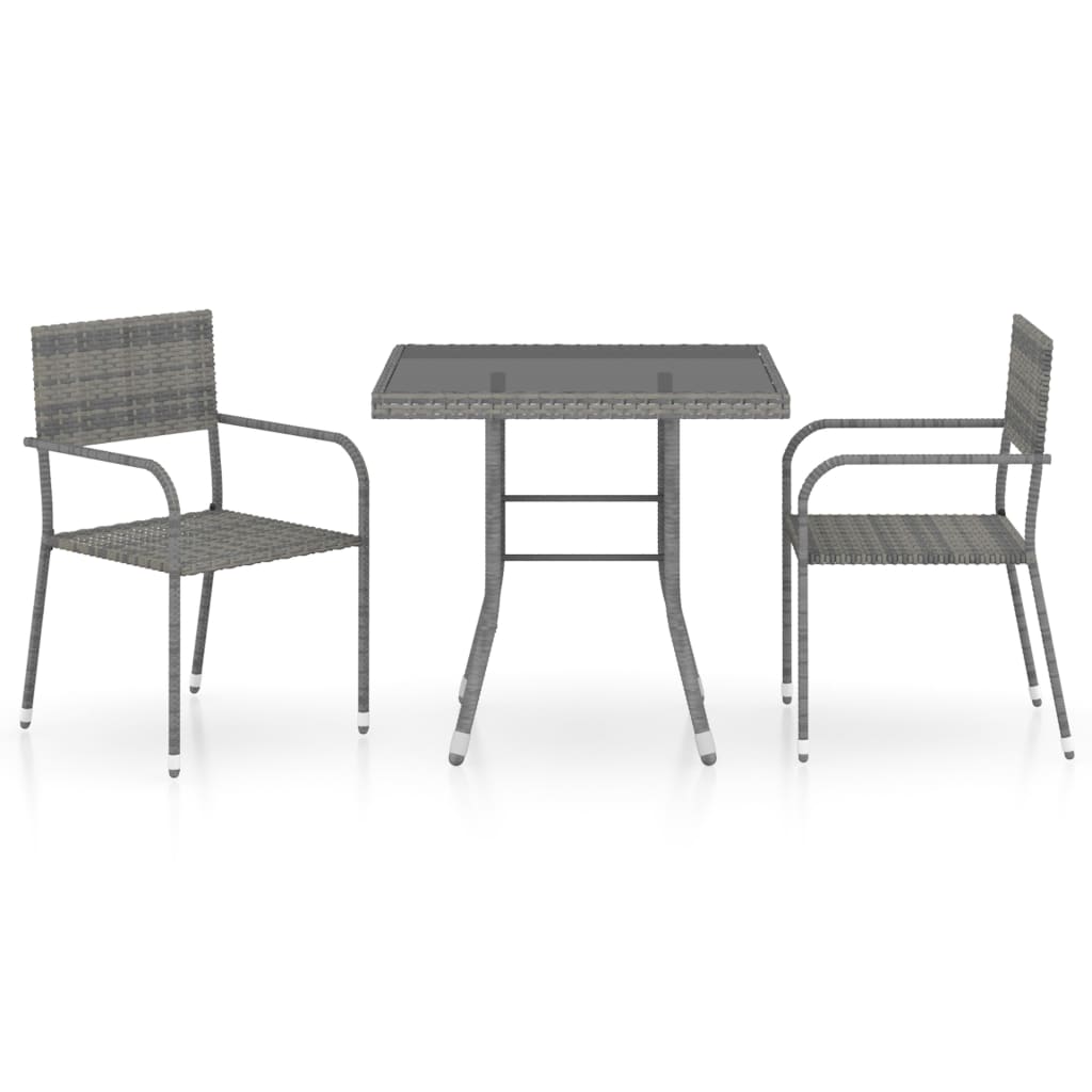 3-delige Tuinset poly rattan antracietkleurig en grijs is nu te koop bij PeponiXL, paradijselijk wonen!