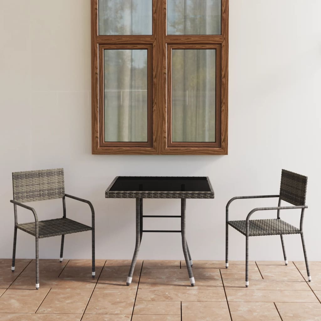 3-delige Tuinset poly rattan antracietkleurig en grijs is nu te koop bij PeponiXL, paradijselijk wonen!