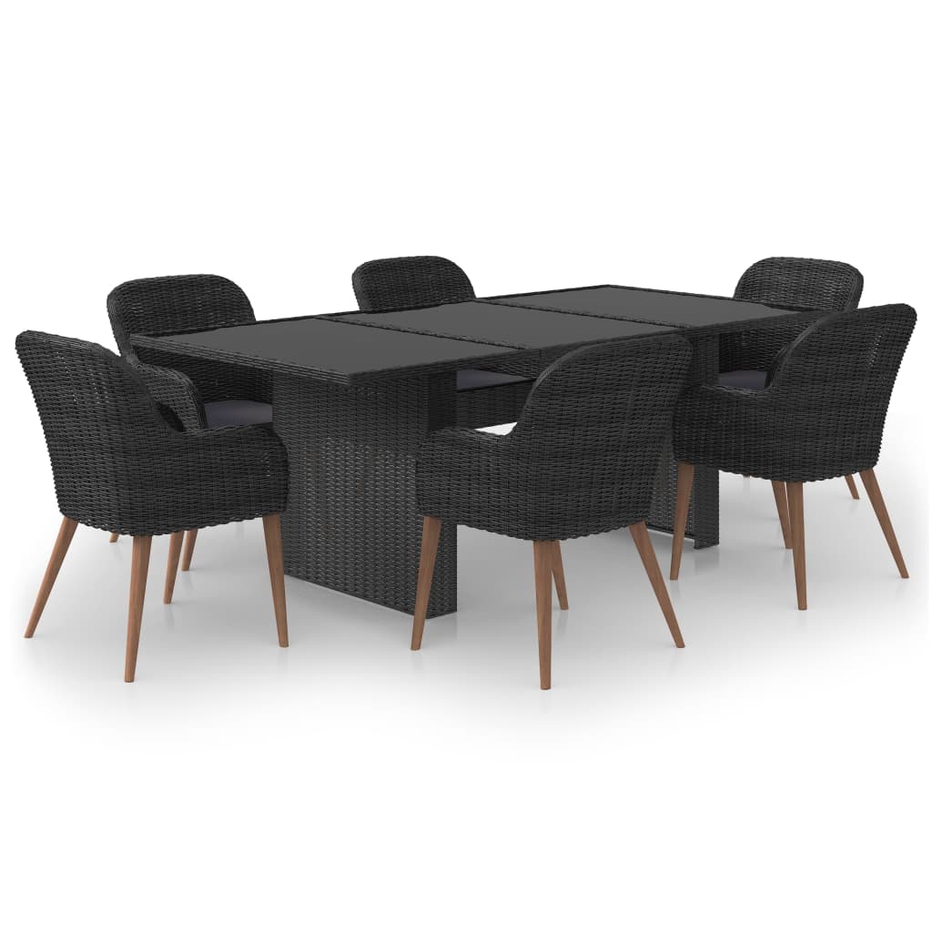 7-delige Tuinset poly rattan zwart is nu te koop bij PeponiXL, paradijselijk wonen!