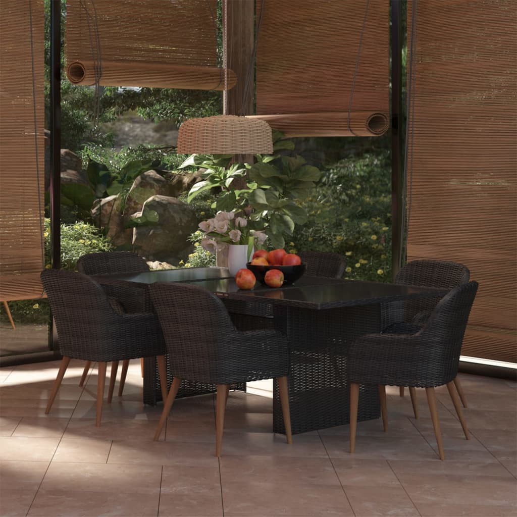 7-delige Tuinset poly rattan zwart is nu te koop bij PeponiXL, paradijselijk wonen!