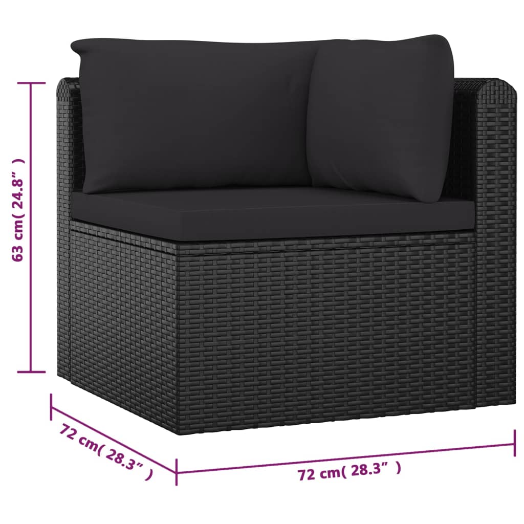 10-delige Loungeset met kussens poly rattan zwart is nu te koop bij PeponiXL, paradijselijk wonen!