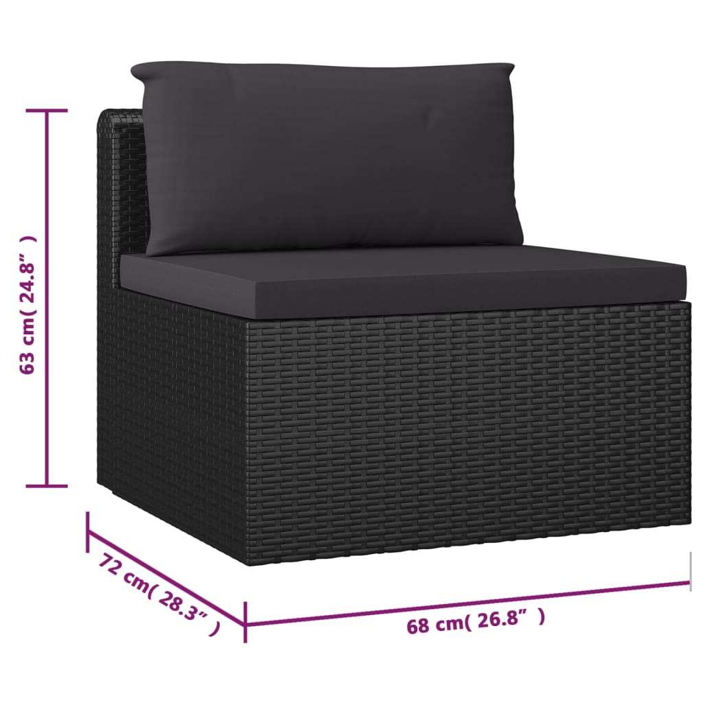 10-delige Loungeset met kussens poly rattan zwart is nu te koop bij PeponiXL, paradijselijk wonen!