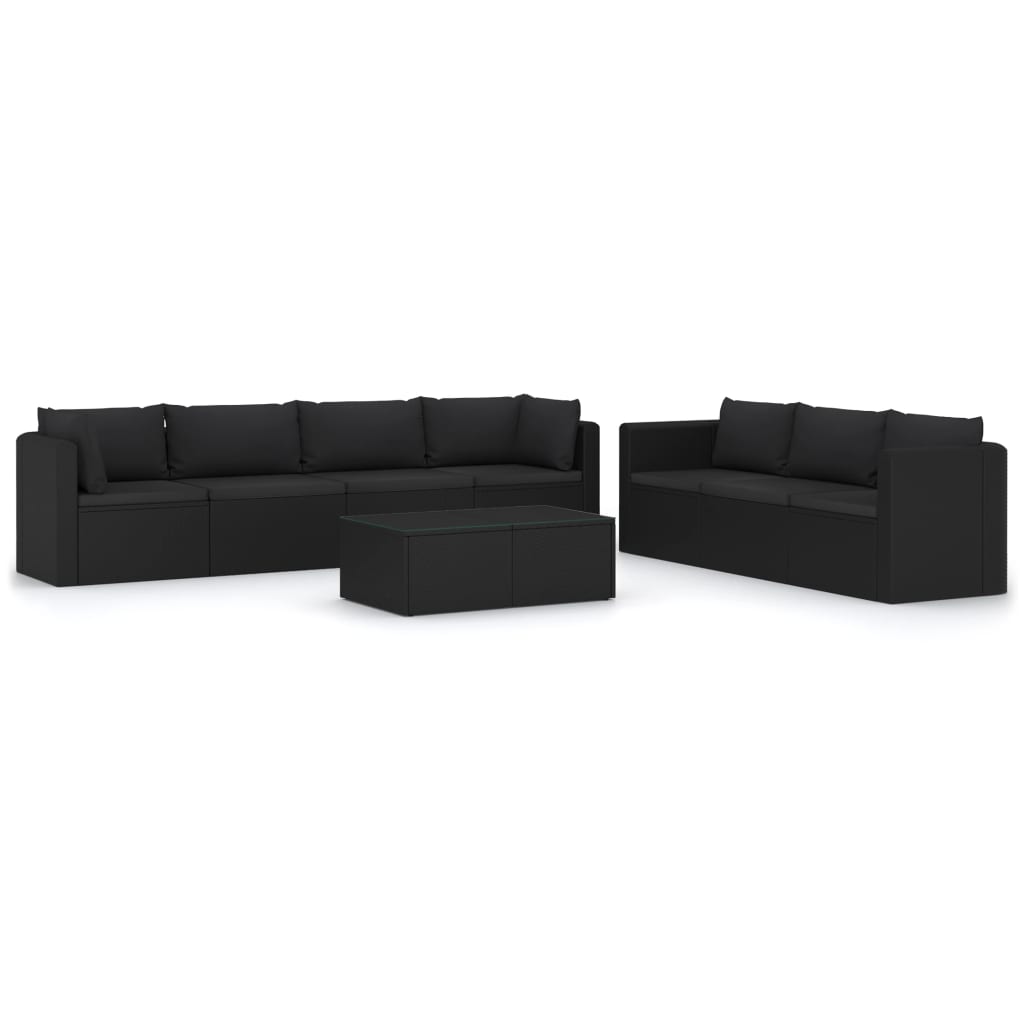 8-delige Loungeset met kussens poly rattan zwart is nu te koop bij PeponiXL, paradijselijk wonen!