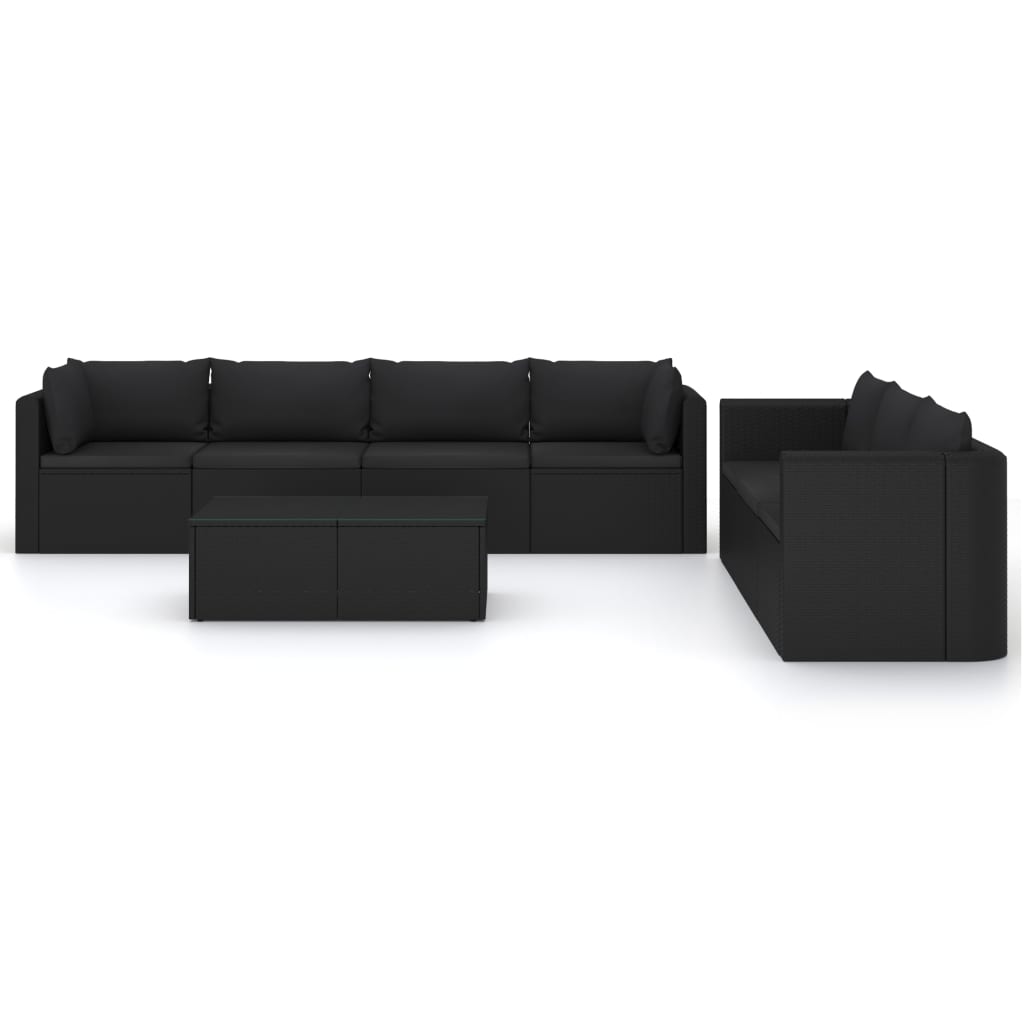 8-delige Loungeset met kussens poly rattan zwart is nu te koop bij PeponiXL, paradijselijk wonen!