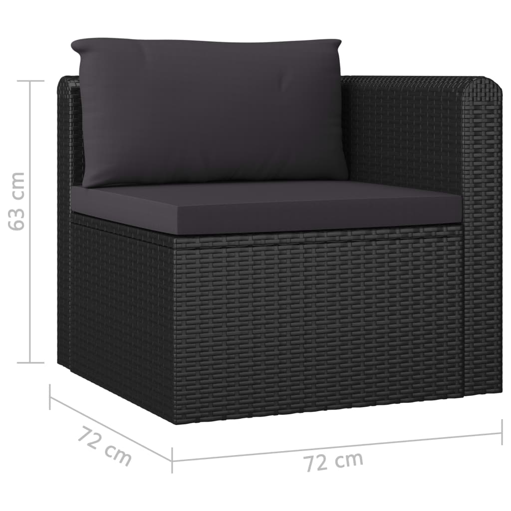 8-delige Loungeset met kussens poly rattan zwart is nu te koop bij PeponiXL, paradijselijk wonen!
