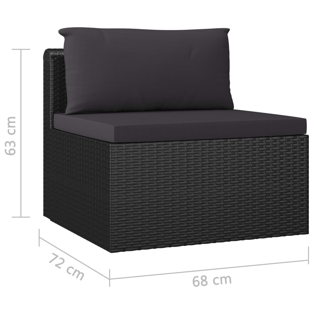 8-delige Loungeset met kussens poly rattan zwart is nu te koop bij PeponiXL, paradijselijk wonen!