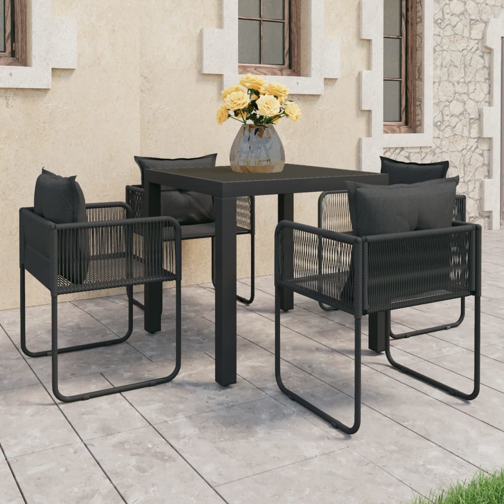 5-delige Tuinset PVC-rattan zwart is nu te koop bij PeponiXL, paradijselijk wonen!