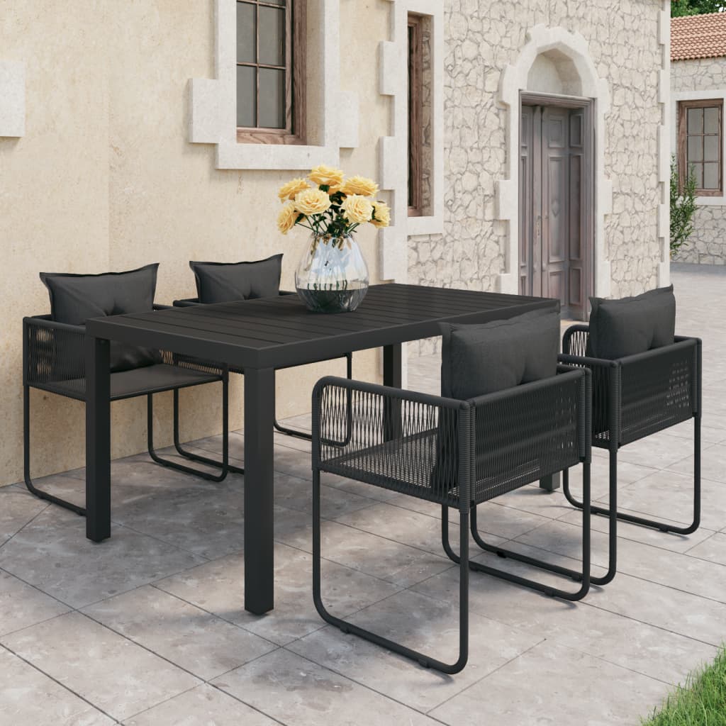 5-delige Tuinset PVC-rattan zwart is nu te koop bij PeponiXL, paradijselijk wonen!