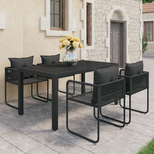 5-delige Tuinset PVC-rattan zwart is nu te koop bij PeponiXL, paradijselijk wonen!