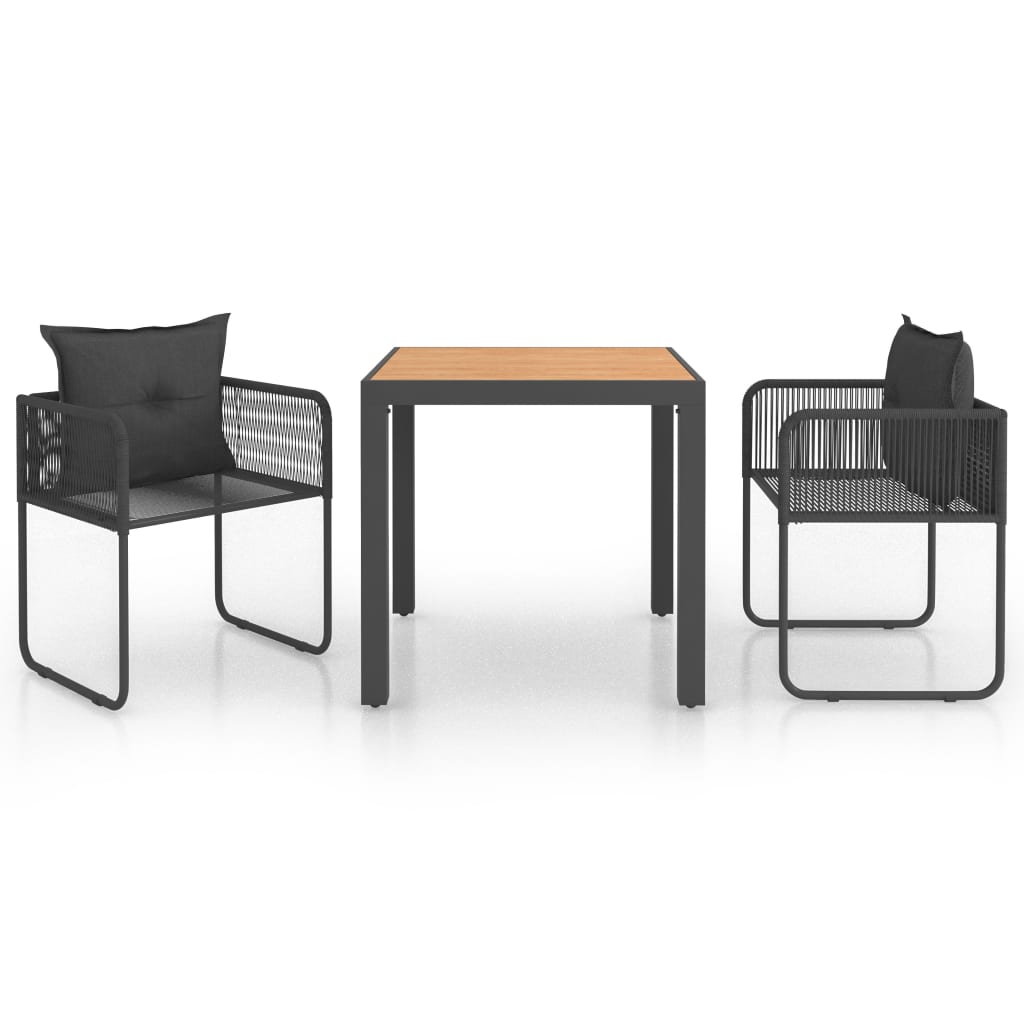 3-delige Tuinset PVC-rattan zwart en bruin is nu te koop bij PeponiXL, paradijselijk wonen!