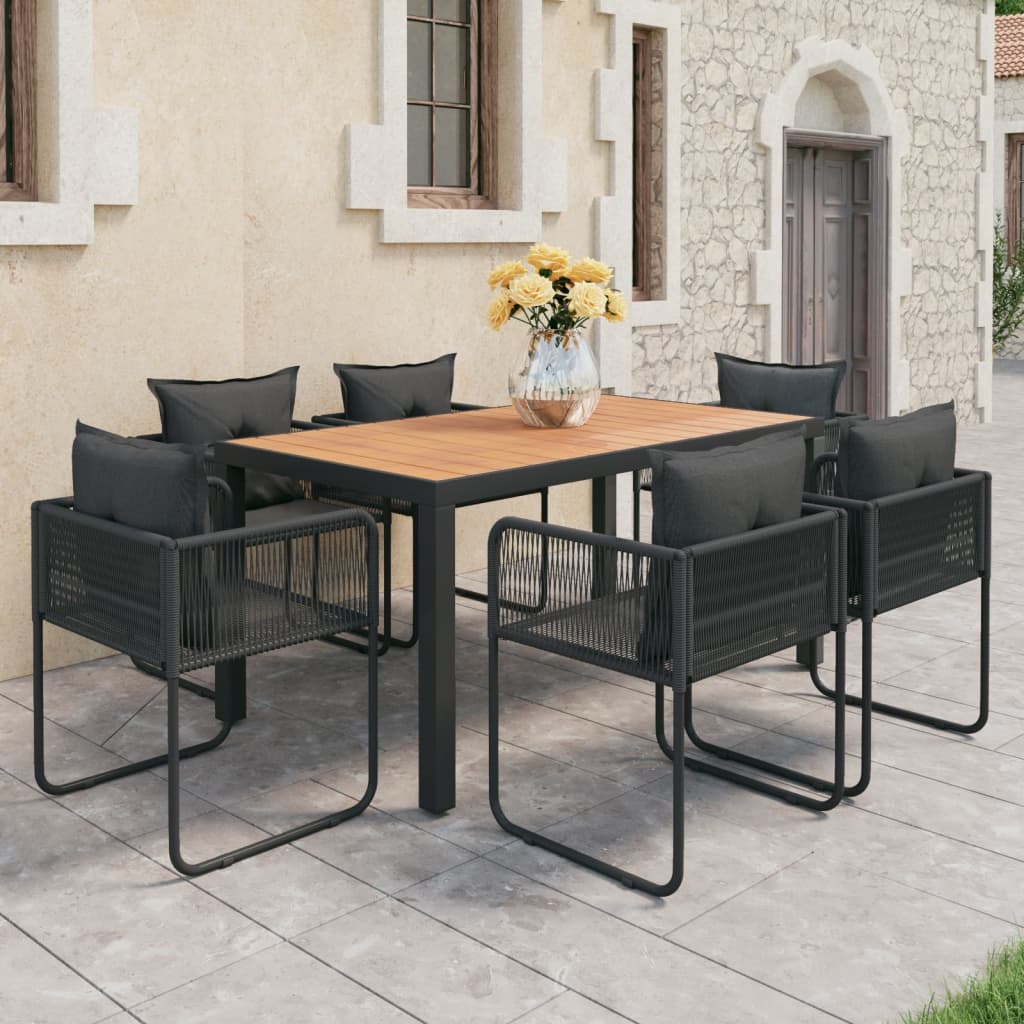 7-delige Tuinset PVC-rattan zwart en bruin is nu te koop bij PeponiXL, paradijselijk wonen!