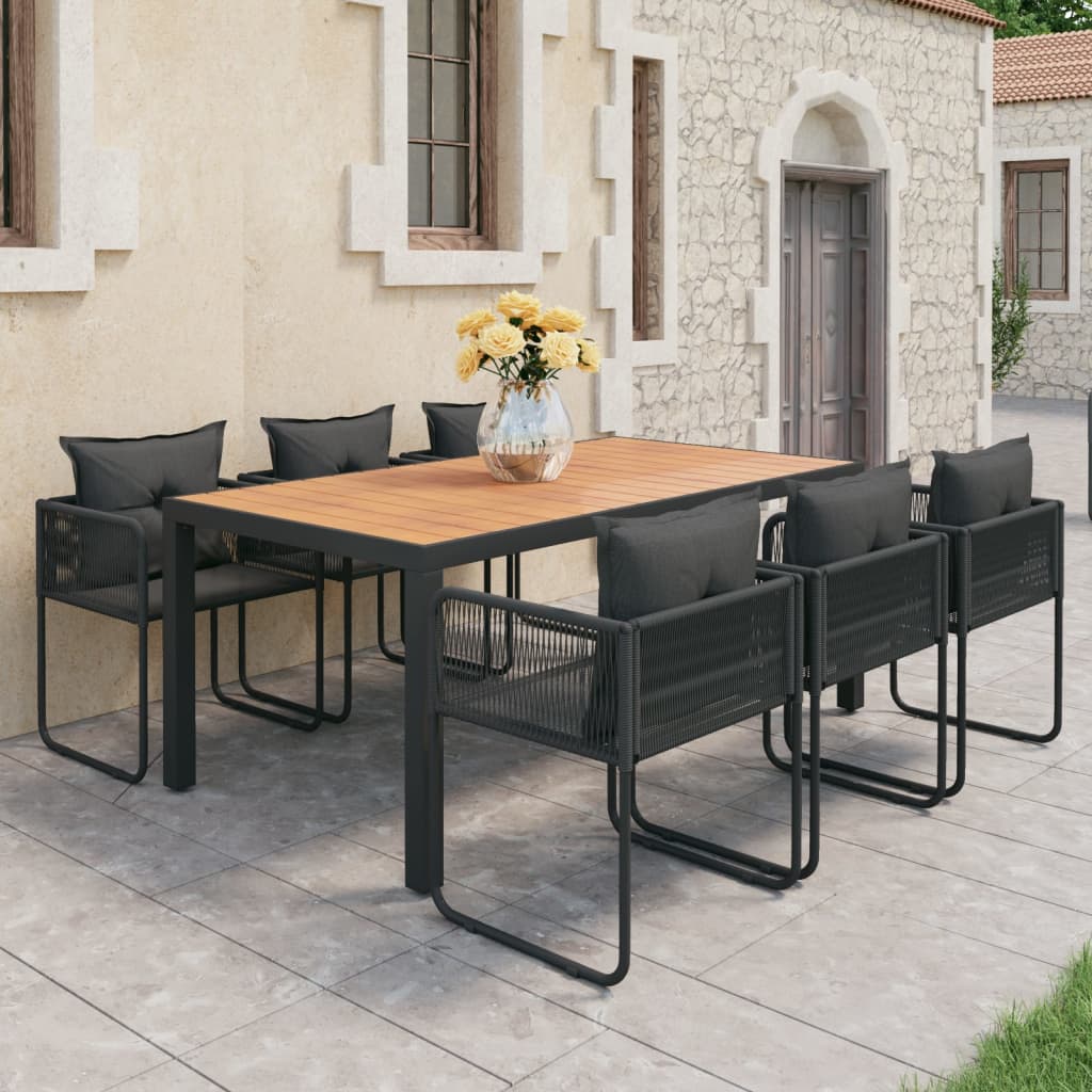 7-delige Tuinset PVC-rattan zwart en bruin is nu te koop bij PeponiXL, paradijselijk wonen!