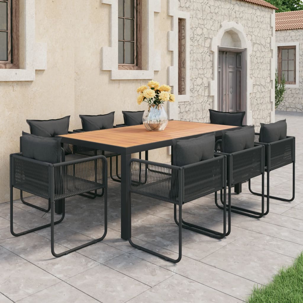 9-delige Tuinset PVC-rattan zwart en bruin is nu te koop bij PeponiXL, paradijselijk wonen!