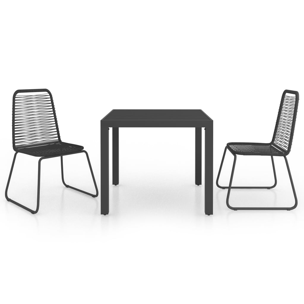 3-delige Tuinset PVC-rattan zwart is nu te koop bij PeponiXL, paradijselijk wonen!