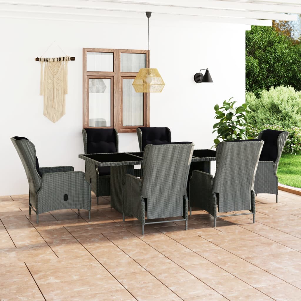 7-delige Tuinset met kussens poly rattan lichtgrijs is nu te koop bij PeponiXL, paradijselijk wonen!