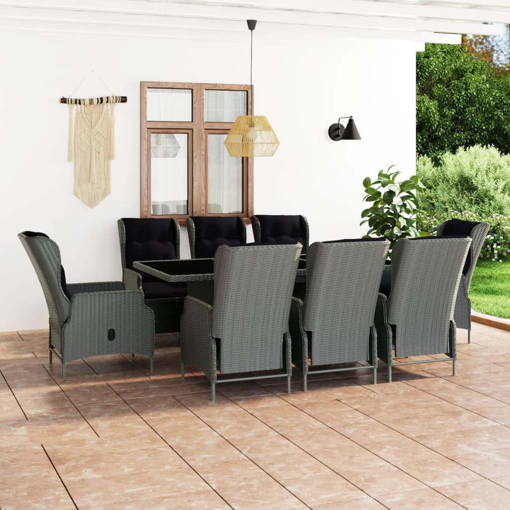 9-delige Tuinset met kussens poly rattan lichtgrijs is nu te koop bij PeponiXL, paradijselijk wonen!