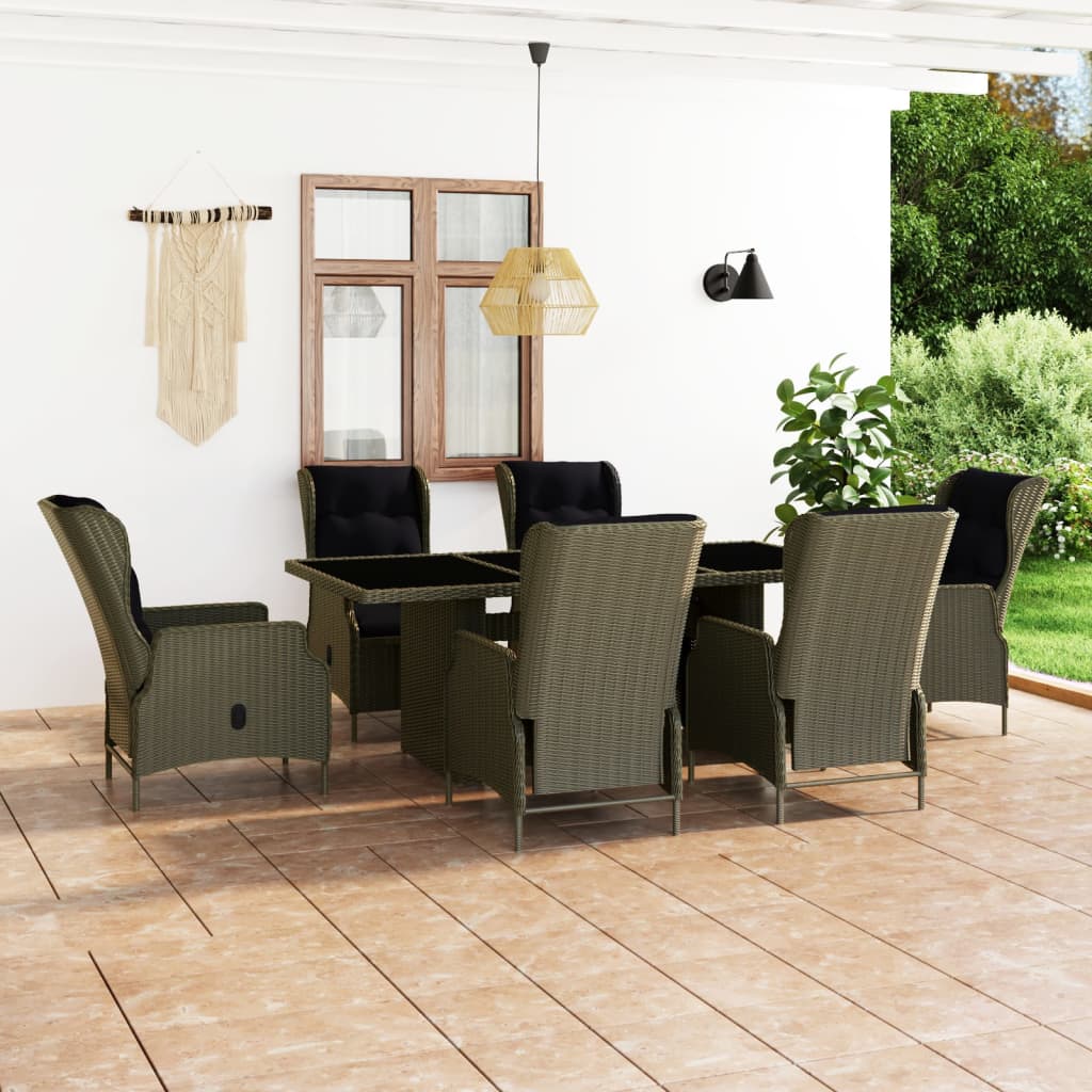 7-delige Tuinset met kussens poly rattan bruin is nu te koop bij PeponiXL, paradijselijk wonen!
