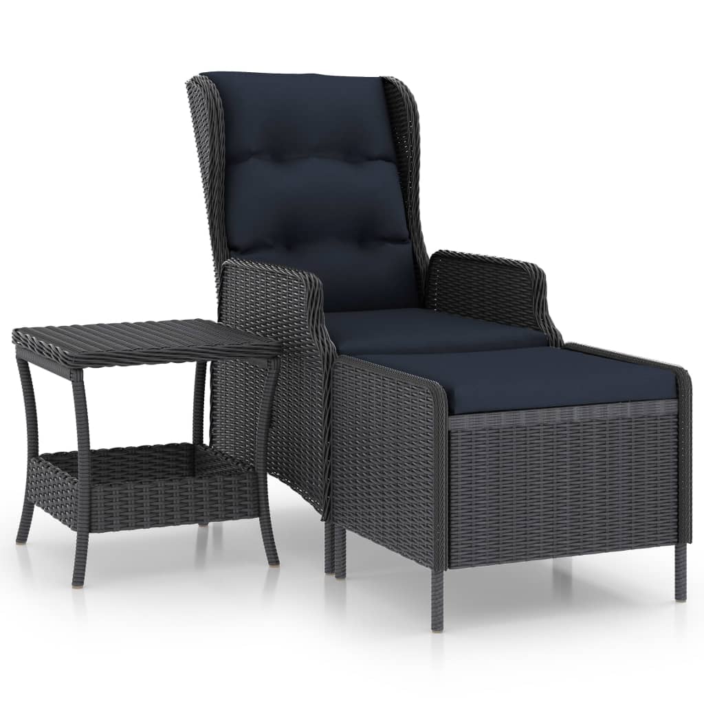 2-delige Loungeset met kussens poly rattan donkergrijs is nu te koop bij PeponiXL, paradijselijk wonen!
