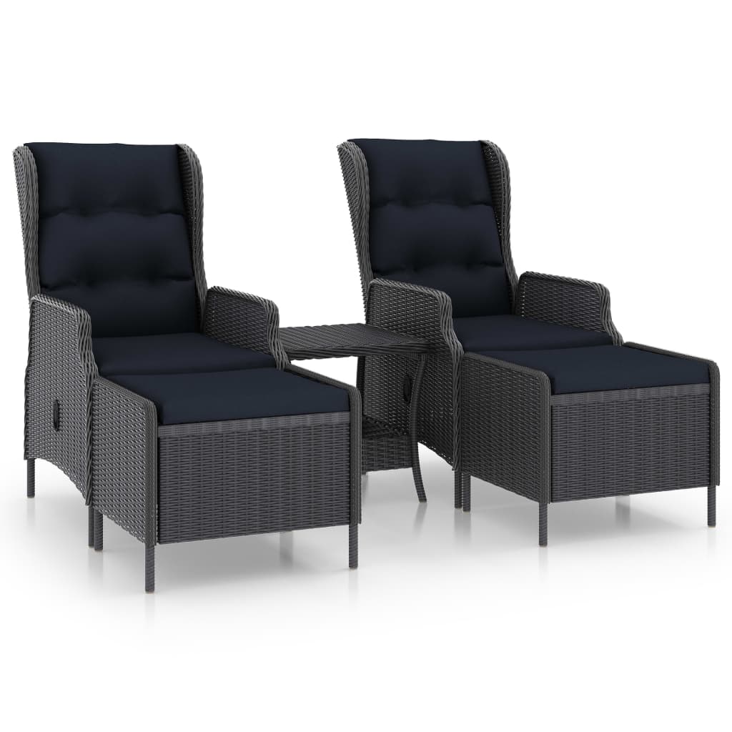 3-delige Loungeset met kussens poly rattan donkergrijs is nu te koop bij PeponiXL, paradijselijk wonen!