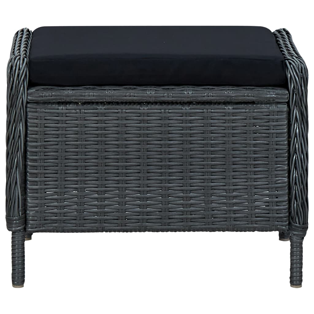 3-delige Loungeset met kussens poly rattan donkergrijs is nu te koop bij PeponiXL, paradijselijk wonen!