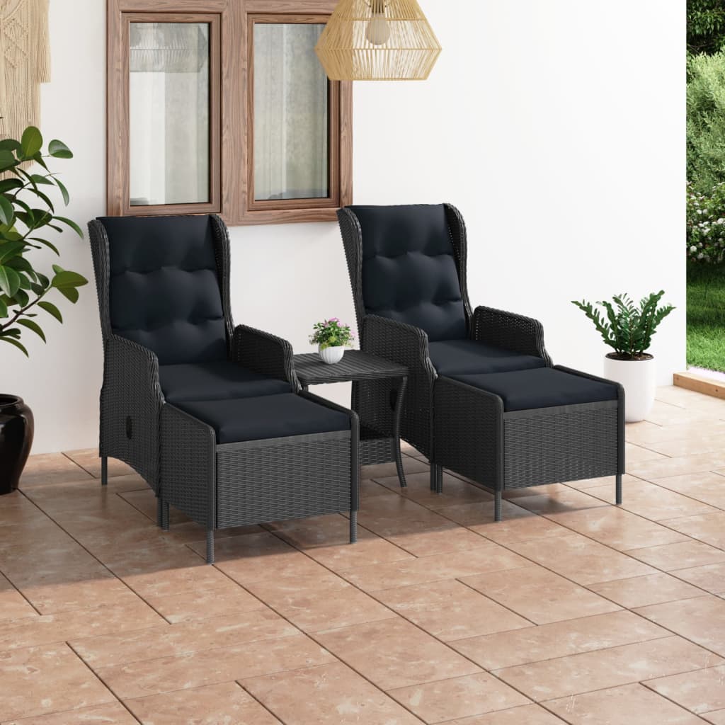 3-delige Loungeset met kussens poly rattan donkergrijs is nu te koop bij PeponiXL, paradijselijk wonen!