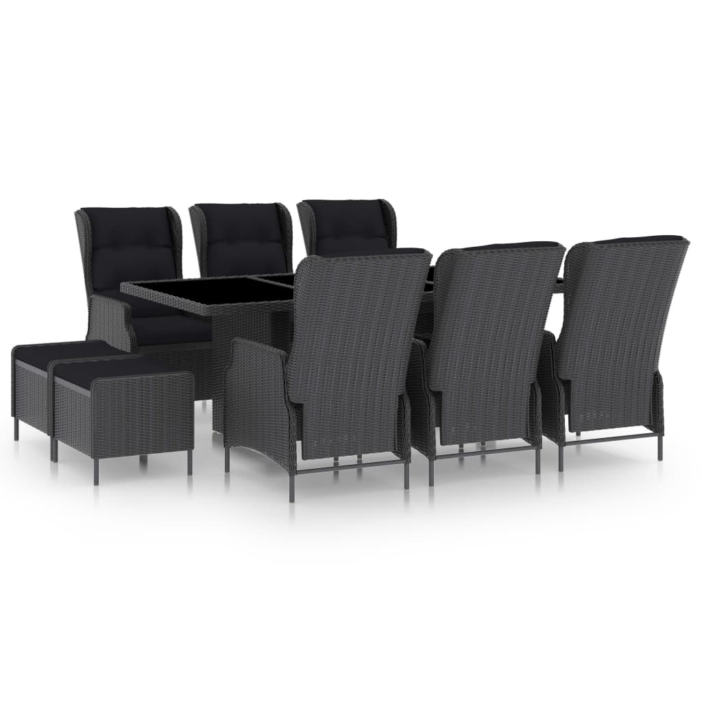 9-delige Tuinset met kussens poly rattan donkergrijs is nu te koop bij PeponiXL, paradijselijk wonen!