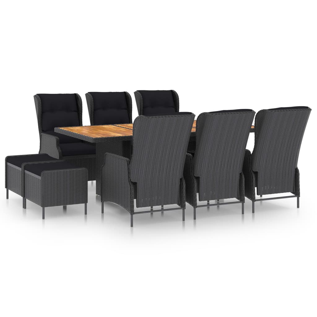 9-delige Tuinset met kussens poly rattan donkergrijs is nu te koop bij PeponiXL, paradijselijk wonen!
