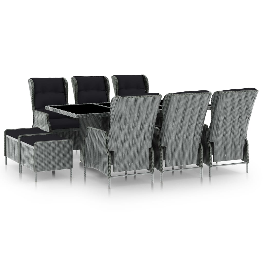 9-delige Tuinset met kussens poly rattan lichtgrijs is nu te koop bij PeponiXL, paradijselijk wonen!