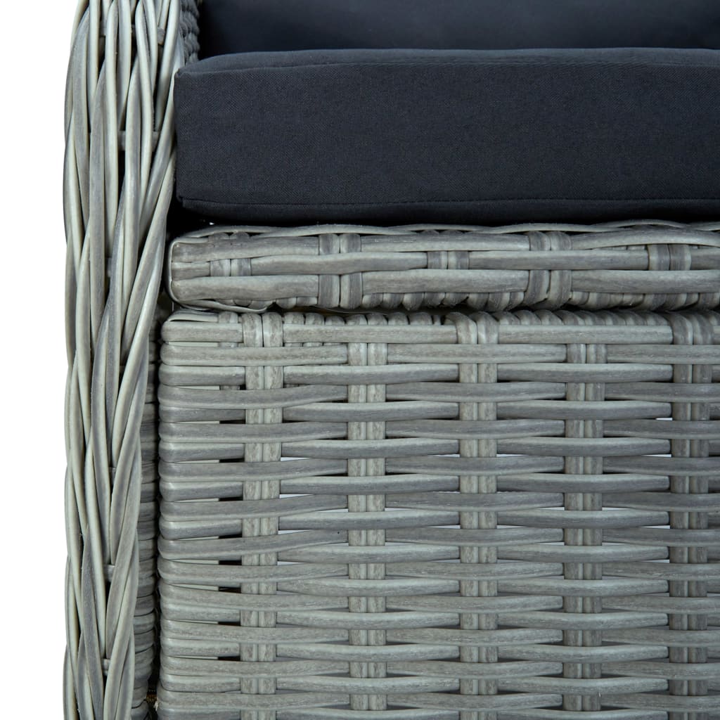 9-delige Tuinset met kussens poly rattan lichtgrijs is nu te koop bij PeponiXL, paradijselijk wonen!