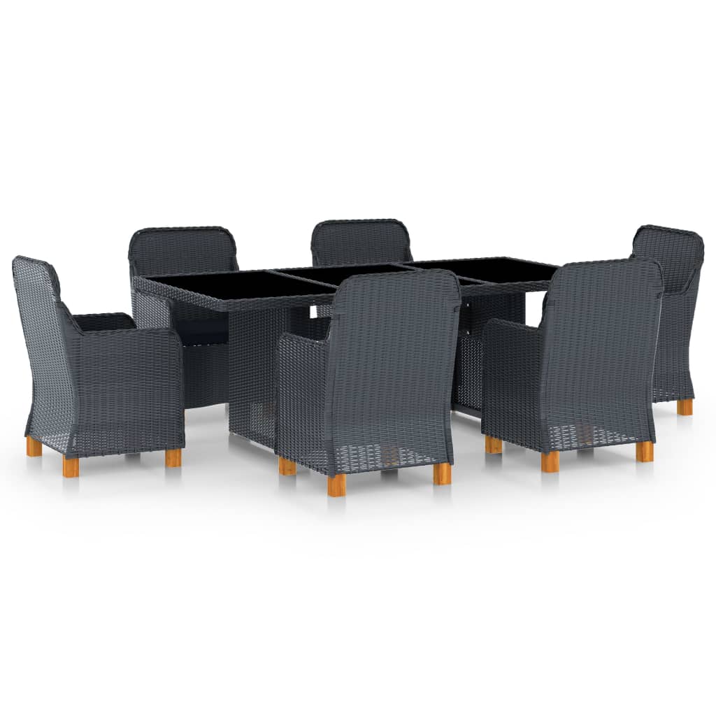 7-delige Tuinset met kussens poly rattan donkergrijs is nu te koop bij PeponiXL, paradijselijk wonen!